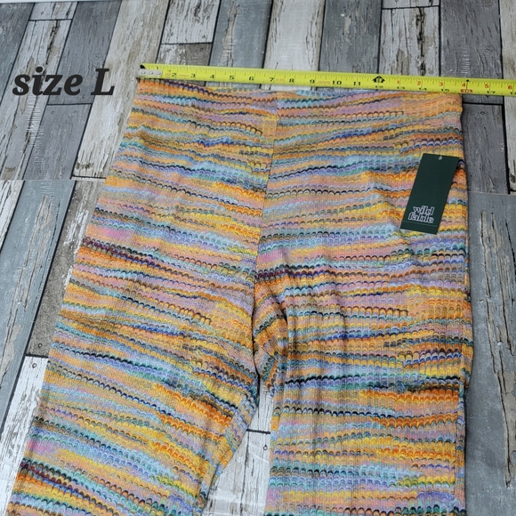 Wild Fable Mesh Flare Adaptive Yoga pants Yellow & Blue Space dye - Picture 2 of 12